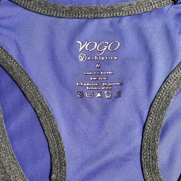 VOGO Athletica Women’s Tank Top Sleeveless Razor Back Gray/Purple-Blue Size-M - Picture 3 of 4